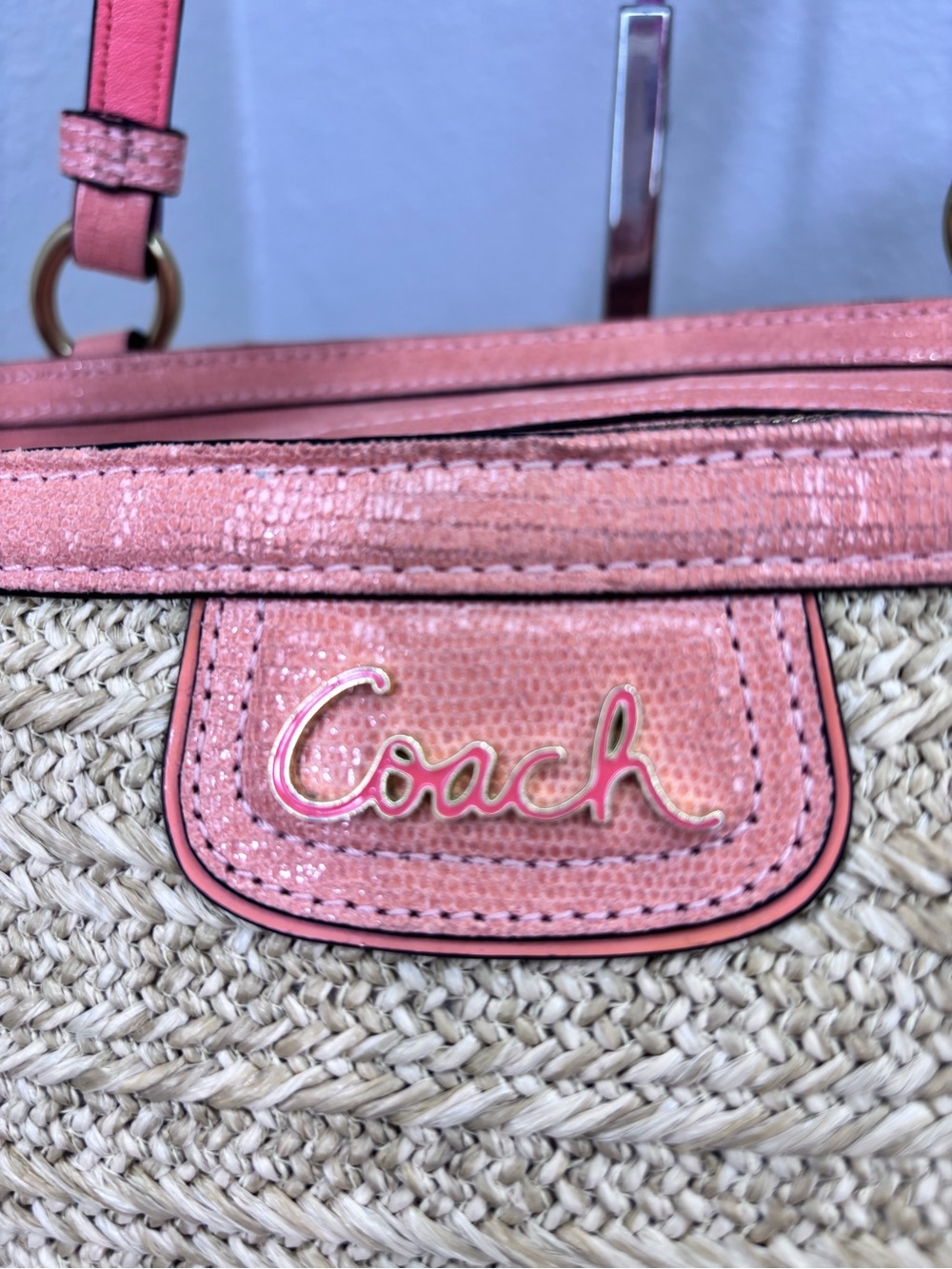 Coach Alexandra Python Straw Tote - Picture 8 of 13